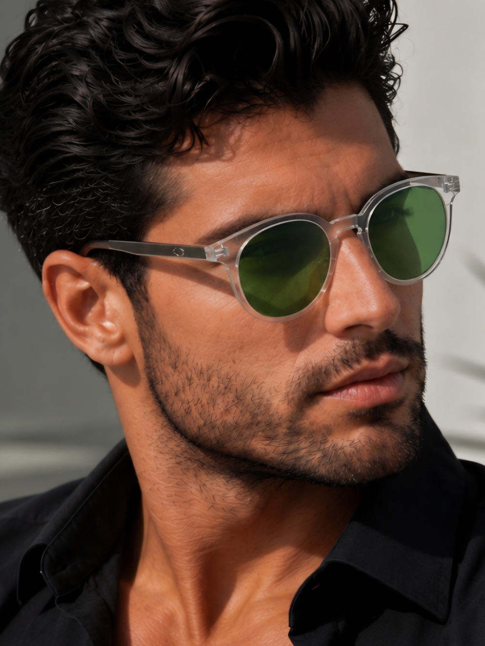 Oscar de la Renta Clear Frame Sunglasses with Green Lenses